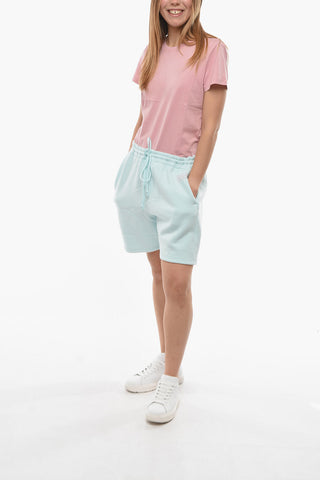 Fleeced-Cotton Shorts with Drawstring Waist