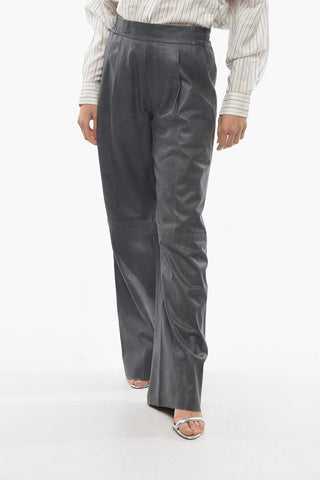 Single-Pleat Leather DUCHESSE Pants