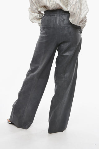 Single-Pleat Leather DUCHESSE Pants