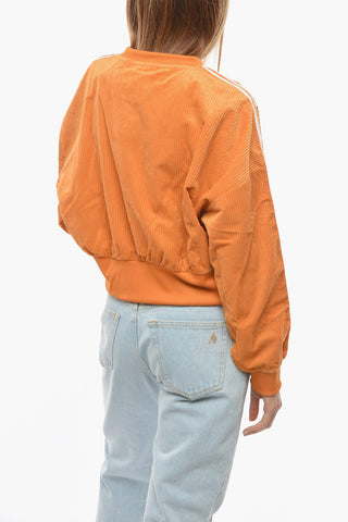 Corduroy Crew-neck Sweatshirt with Contrasting Side Bands