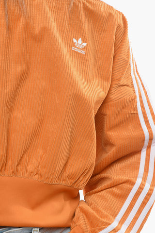 Corduroy Crew-neck Sweatshirt with Contrasting Side Bands