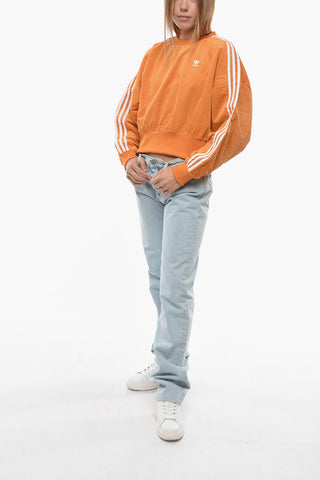 Corduroy Crew-neck Sweatshirt with Contrasting Side Bands