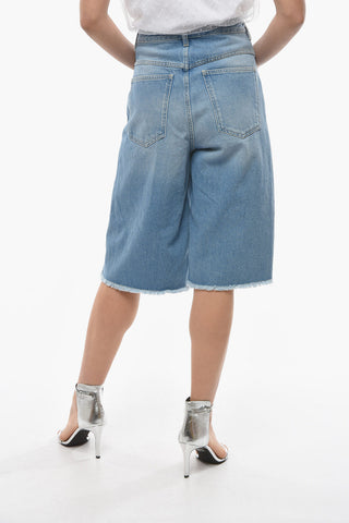 Denim NATALINA Shorts with Fringed Hems