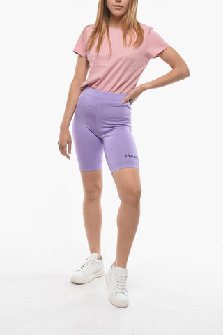 Shorts Ciclista in Tinta Unita con Logo Ricamato