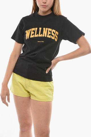 T-Shirt Girocollo con Stampa a Contrasto
