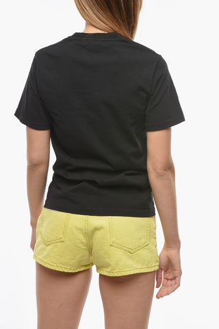 T-Shirt Girocollo con Stampa a Contrasto