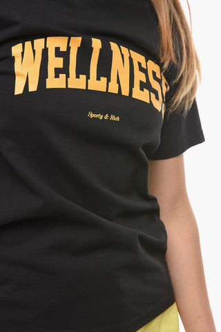 T-Shirt Girocollo con Stampa a Contrasto