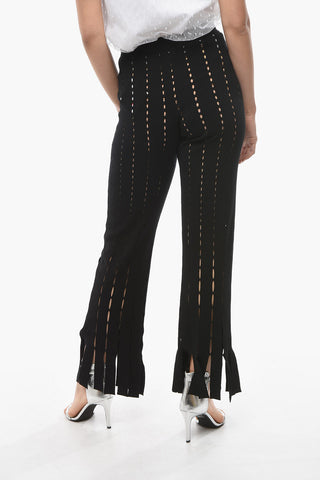 Pantaloni in Maglia Cut-Out con Fondo Sfrangiato