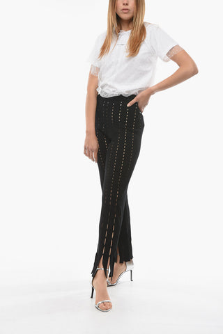 Pantaloni in Maglia Cut-Out con Fondo Sfrangiato