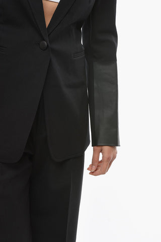 Denim 1 Button Blazer with Waxed Insert