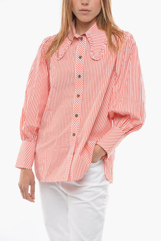 Awning Striped Shirt with Maxi Collar