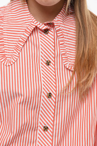 Awning Striped Shirt with Maxi Collar