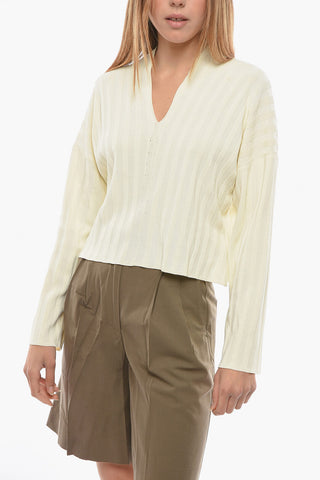 V-Neck Ribbed Sweater