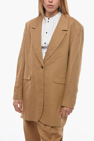 center vent notch lapel NAT 1-button blazer with padded shoulder