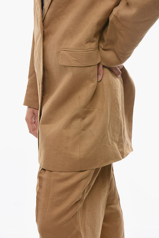 center vent notch lapel NAT 1-button blazer with padded shoulder