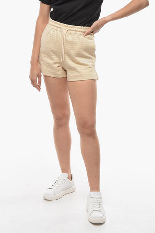 Lurex Striped Sweat Shorts with Embroidered Logo