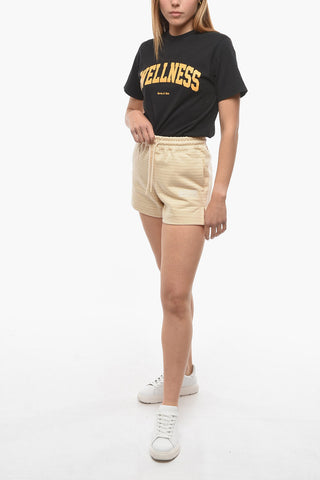 Lurex Striped Sweat Shorts with Embroidered Logo