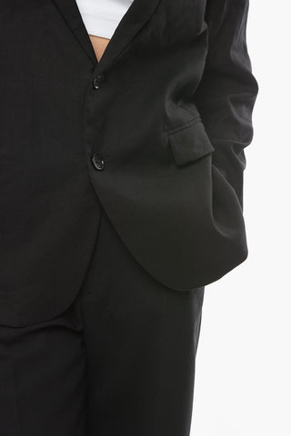 Giacca Due Bottoni in Lino e Cotone Stretch