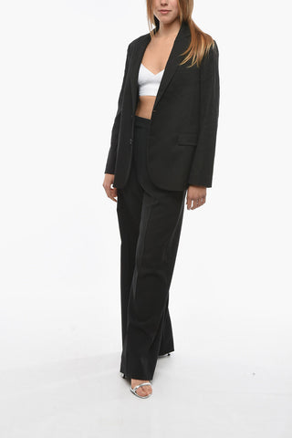 Giacca Due Bottoni in Lino e Cotone Stretch