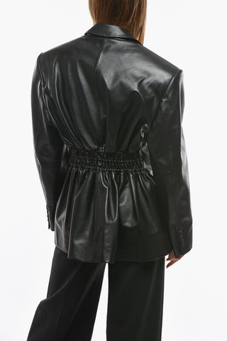 Leather JAFR Hourglass-shaped Blazer with Oversized Shoulders