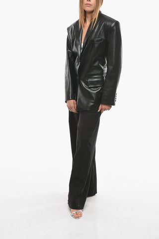 Leather JAFR Hourglass-shaped Blazer with Oversized Shoulders