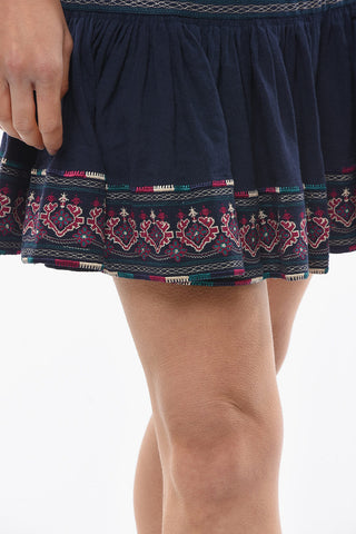 ETOILE Ruched TYRUSS Miniskirt with Multicolored Embroidery