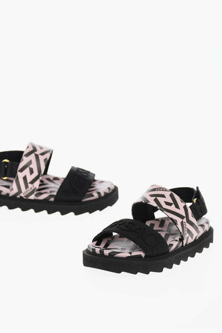 Sandali in Pelle con Motivo LA GRECA Allover