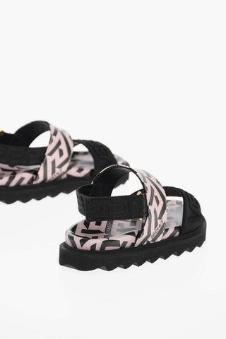 Sandali in Pelle con Motivo LA GRECA Allover