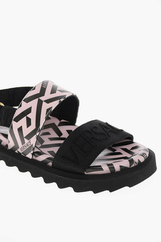 Sandali in Pelle con Motivo LA GRECA Allover