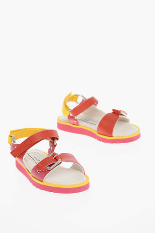 Multicolored Sandals with Velcro and Buckle Fastening