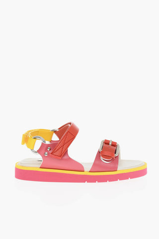 Multicolored Sandals with Velcro and Buckle Fastening