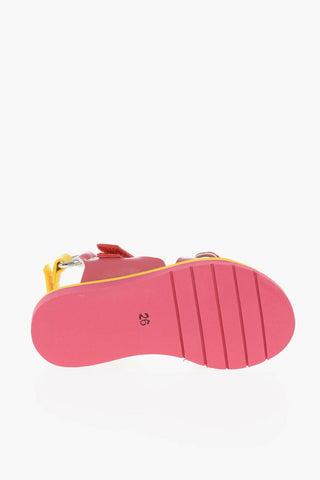 Multicolored Sandals with Velcro and Buckle Fastening