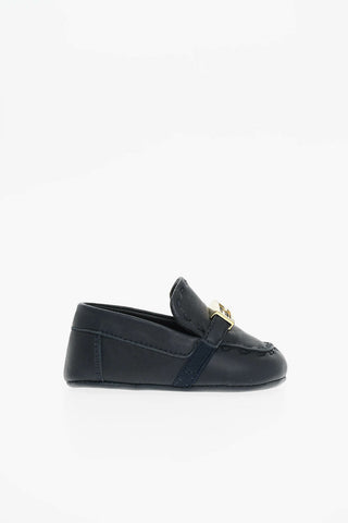Calfskin Loafers with Gold-tone Logoed Application