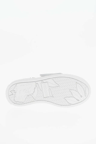 Calfskin Sneakers with Embroidered Logo and Floral Motif