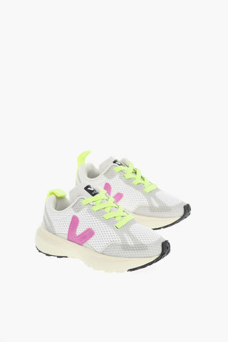 Suede and Alveomesh SMALL CANARY Sneakers with Logo