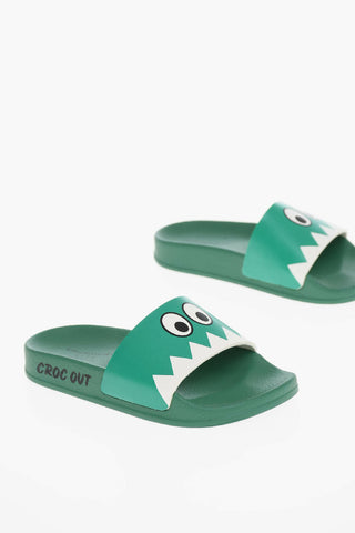Rubber Slides with GREEN-FACE Print