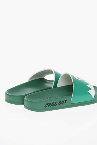 Rubber Slides with GREEN-FACE Print