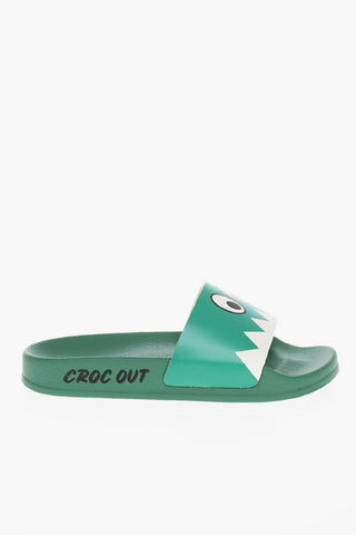 Rubber Slides with GREEN-FACE Print