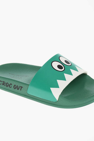 Rubber Slides with GREEN-FACE Print