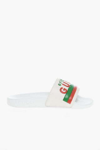 Calfskin Slids with Embossed Logo