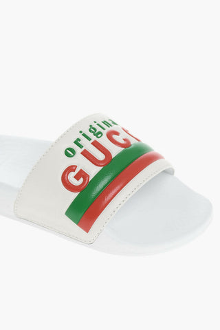 Calfskin Slids with Embossed Logo