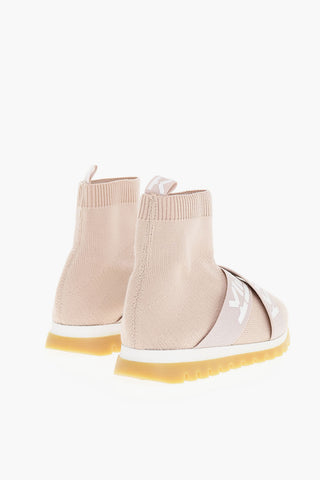Sneakers a Calzino con Nastro Elastico Logato
