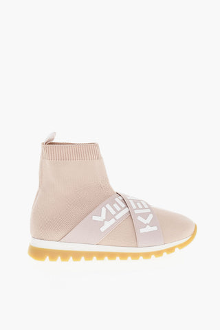 Sneakers a Calzino con Nastro Elastico Logato
