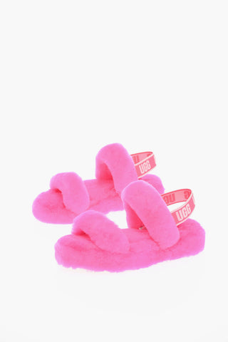 OH YEAH Shearling Slides with Logoed Band