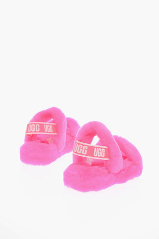 OH YEAH Shearling Slides with Logoed Band