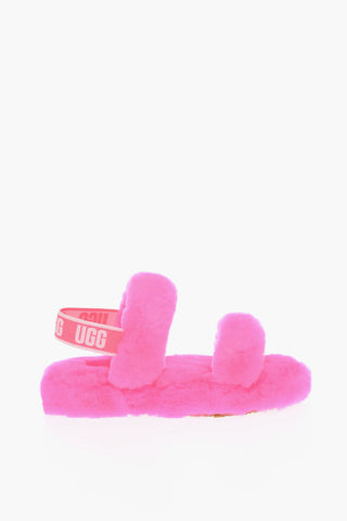 OH YEAH Shearling Slides with Logoed Band