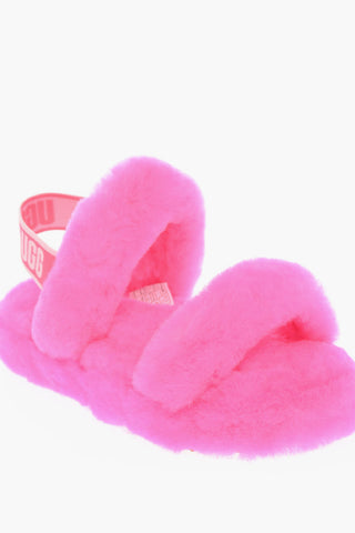 OH YEAH Shearling Slides with Logoed Band