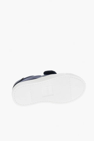 Sneakers Basse in Pelle con Chiusura in Velcro e Logo