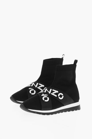 Sneakers a Calzino con Nastro Elastico Logato