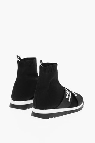 Sneakers a Calzino con Nastro Elastico Logato